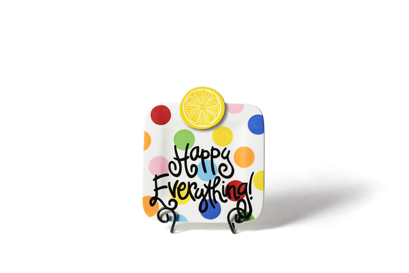 Bright Dot Mini Happy Everything! Square Platter as Home Decor with Lemon Slice Attachment
