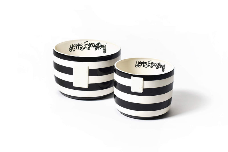 Big Bowl and Mini Bowl in White with Black Stripe Design