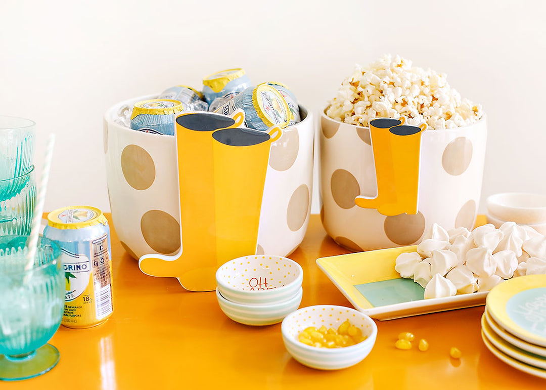 Happy Everything! Neutral Dot Big Bowls with Attachments Elevate Party Tablescape