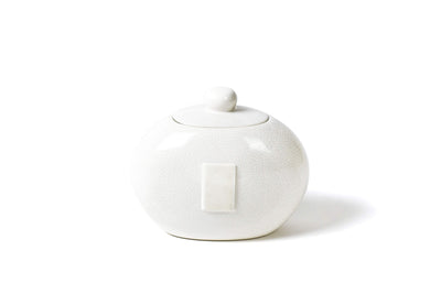 White Small Dot Big Cookie Jar with Hook-and-Loop Fastener for Interchangable Decorations