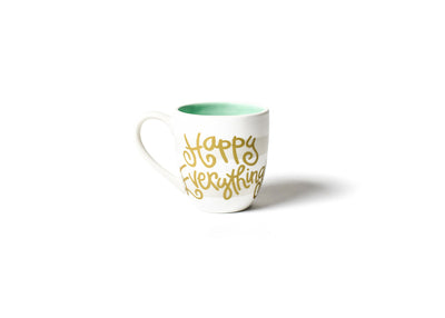 White Stripe Mug Gold Writing Happy Everything! Mug with Large Handle