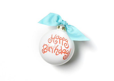 Red Writing on White Happy Birthday Ornament