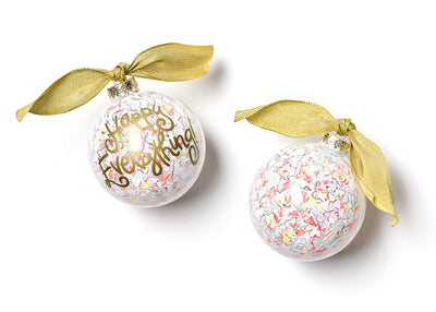 Confetti Happy Everything! Ornament with Gold Bow