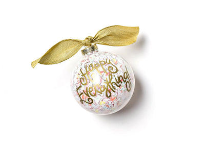 Confetti Ornament Gold Writing Happy Everything!