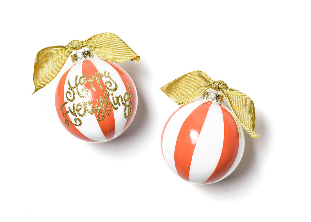 Persimmon Color Block Happy Everything! Ornament with Gold Bow