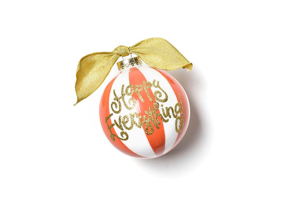 Persimmon Color Block Gold Writing Happy Everything! Ornament