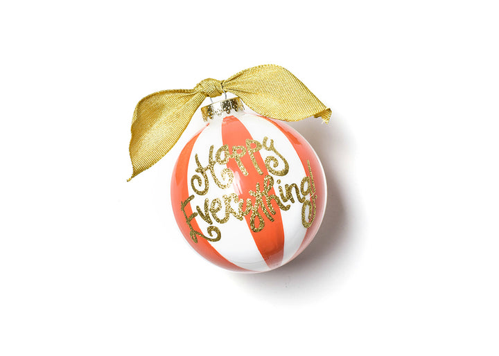 Persimmon Color Block Gold Writing Happy Everything! Ornament