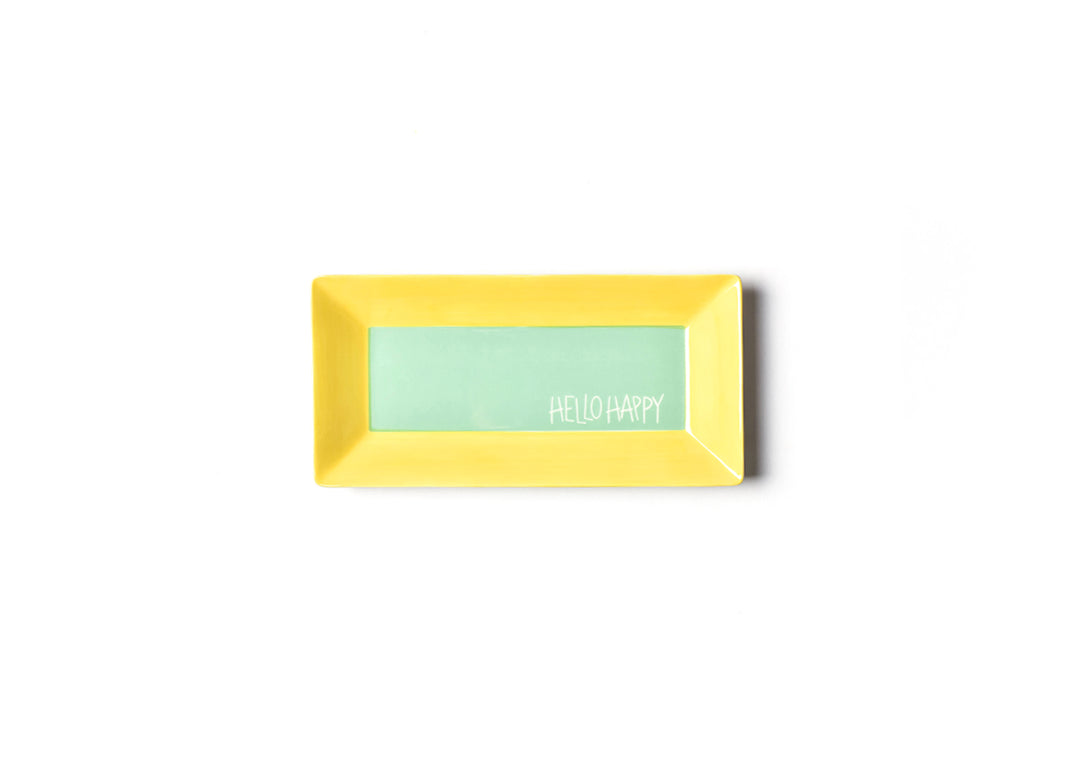 Mint Color Block Scoop Tray White Writing Hello Happy