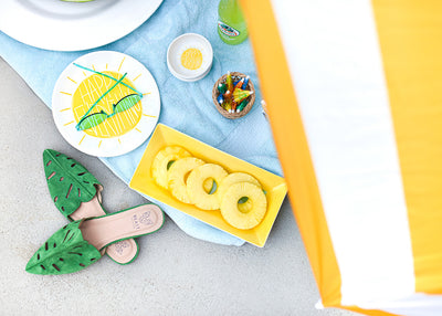 Tablescape with Versatile Happy Everything! Serveware Including Scoop Tray in Mint Color Block Design