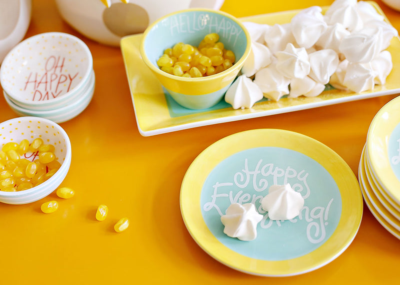 Serveware is Sweeter with Happy Everything! Versatile Mint Hello Happy Appetizer Bowl on the Table