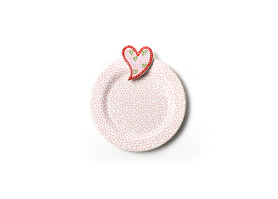 Small Pink Dots on White Plate with Heart Embellishment