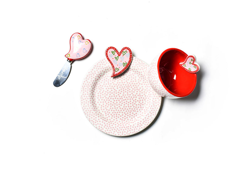 Bowl, Plate, and Spreader with Heart Embellishment