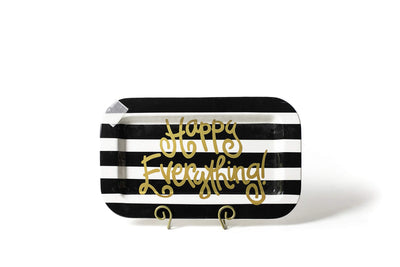 Black Stripe Mini Happy Everything! Rectangle Serving Platter with Signature Hook-and-Loop Attachment