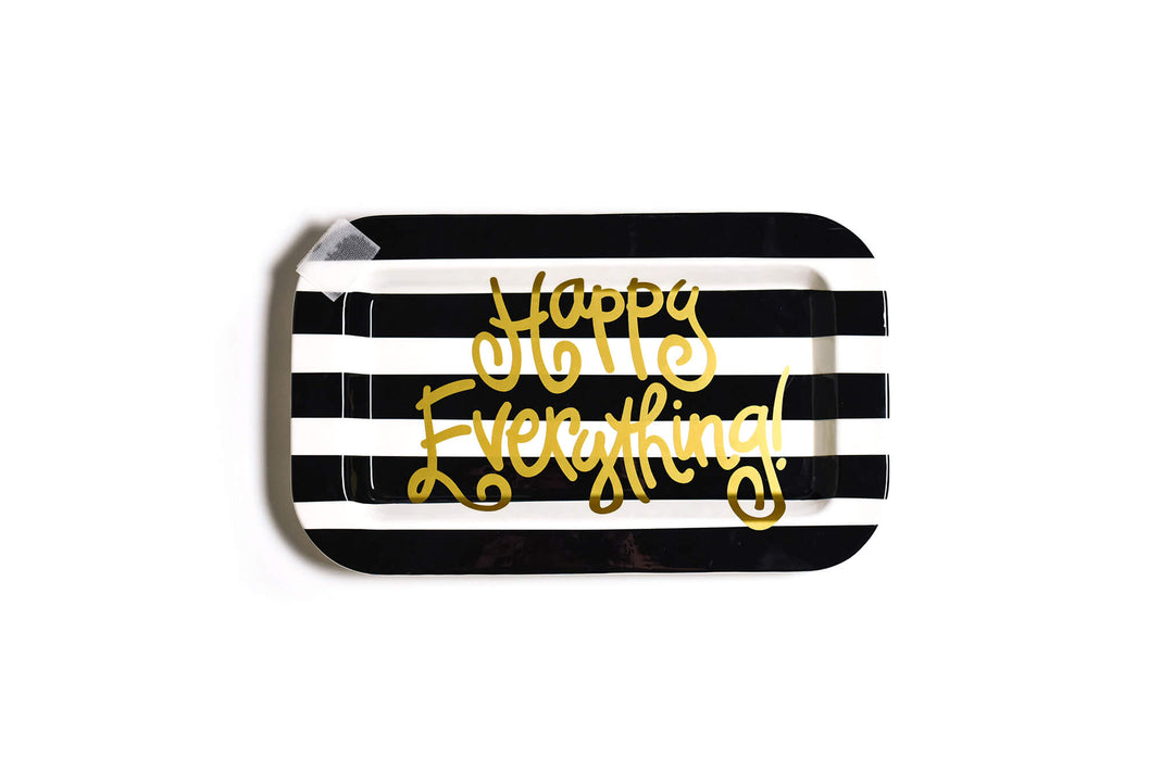 Mini Happy Everything! Black Stripe Rectangle Serving Platter