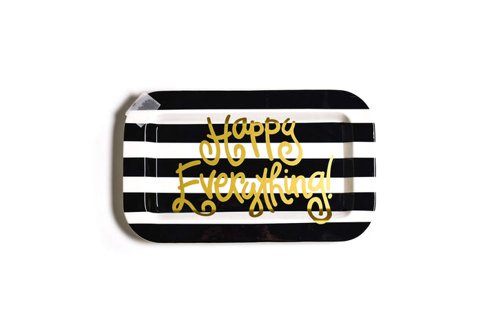 Mini Happy Everything! Black Stripe Rectangle Serving Platter