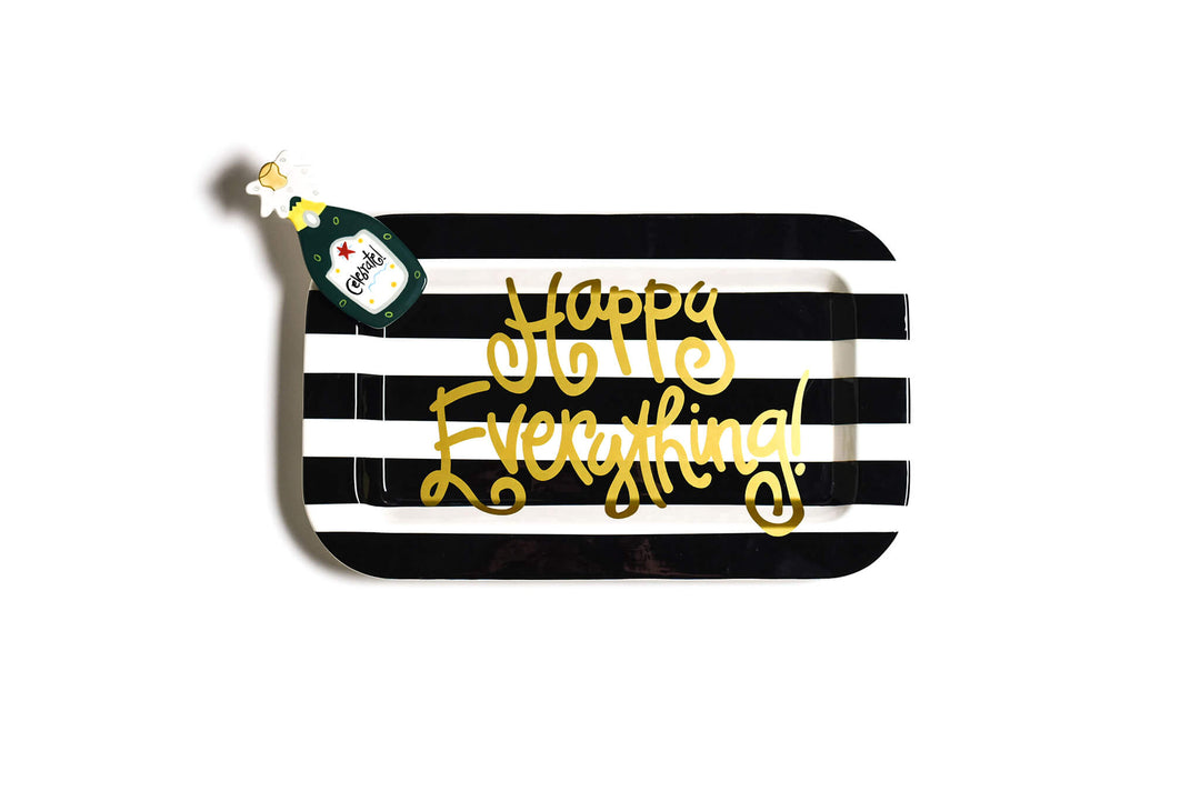 Celebrate Mini Attachment on Rectangle Serving Platter with Black Stripes