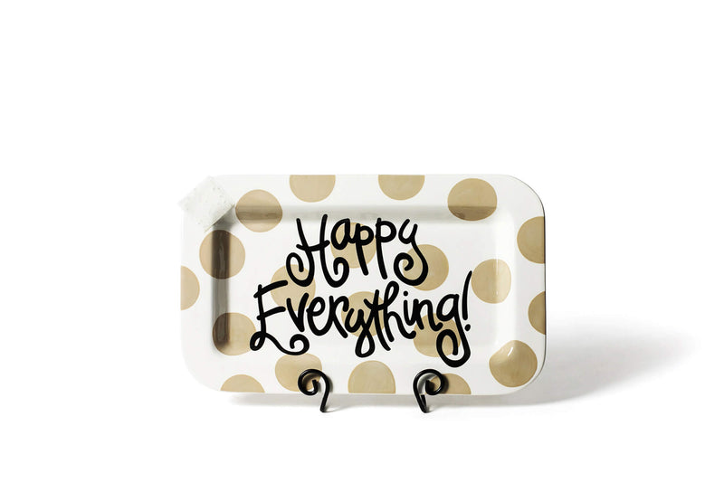 Black Writing Happy Everything! on Neutral Dot Mini Rectangle Serving Platter