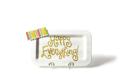 Mini Happy Everything! Rectangle Platter in White Stripe Design with Congrats Mini Attachment