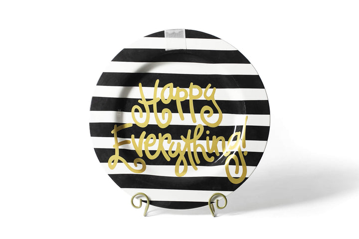 Black Stripe Big Happy Everything! Round Serving Platter