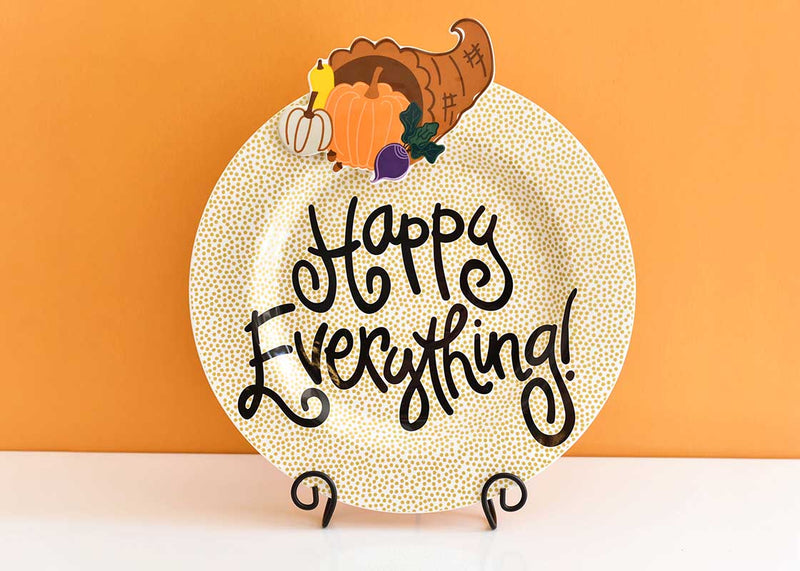 Gold Small Dot Big Happy Everything! Round Platter