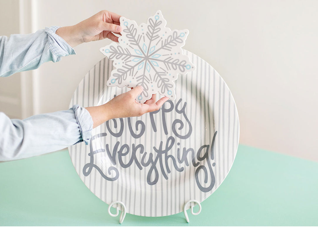 Holiday Attachment on Stone Skinny Stripe Big Round Serving Platter