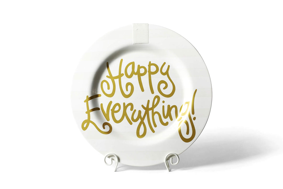 White Stripe Big Round Serving Platter with Signature Hook-and-Loop Attachment