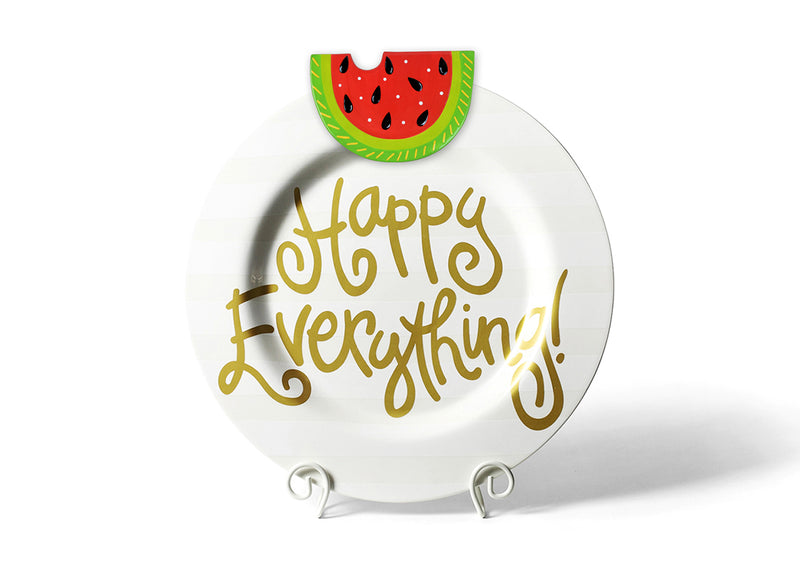 Big Attachment Watermelon Round White Platter White Stripe Design