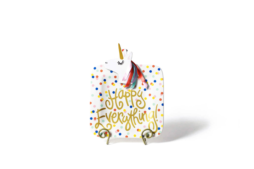 Happy Everything! Mini Happy Dot Square Serving Platter with Unicorn Attachment