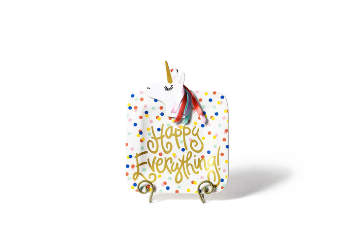 Happy Everything! Mini Happy Dot Square Serving Platter with Unicorn Attachment