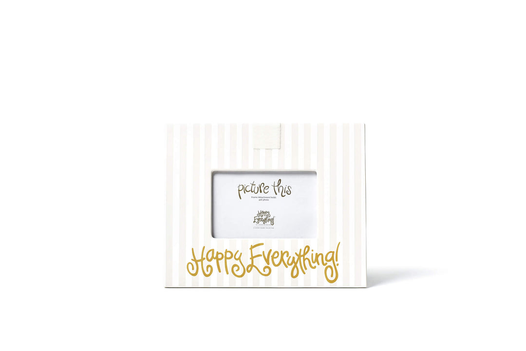 White Stripe Gold Writing Happy Everything! Mini Frame