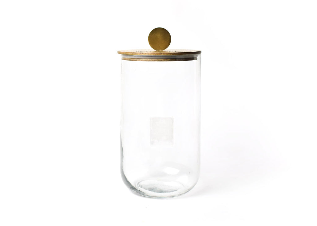 Set of 3 | Large Gold Trim Glass Apothecary Party Favor Candy Jars with Snap on Lids - 10/14/16 | by Tableclothsfactory