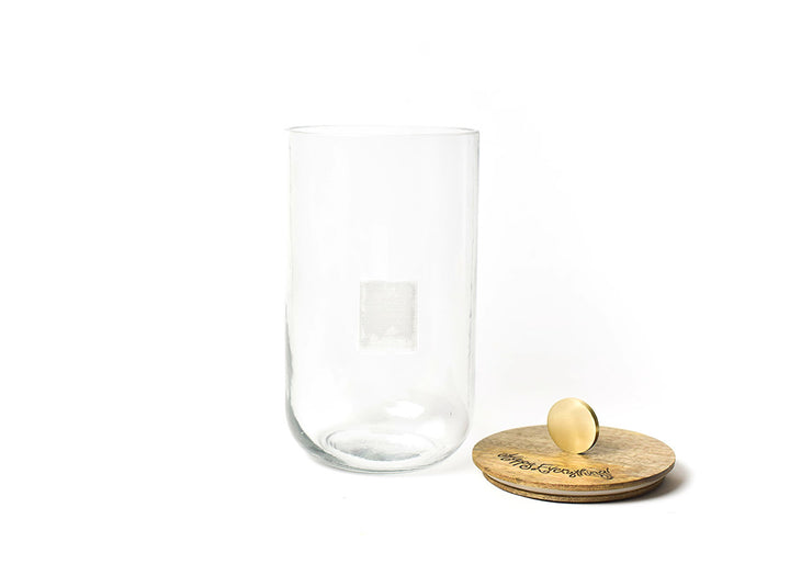 Glass Jar with Big Wooden Happy Everything! Lid