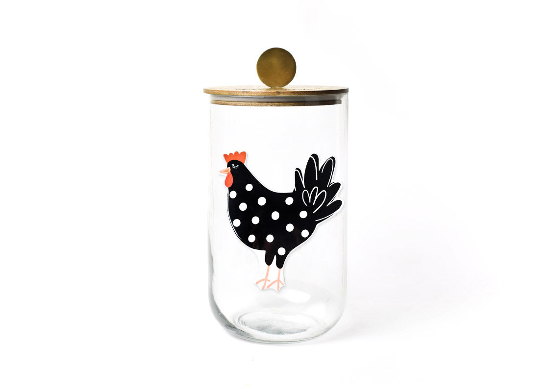 Boca tall glass jar - wooden lid with flower - Curiosa Cabinet