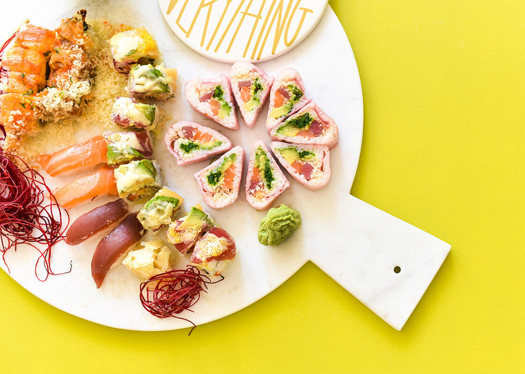Handle View of Big Marble Serving Board