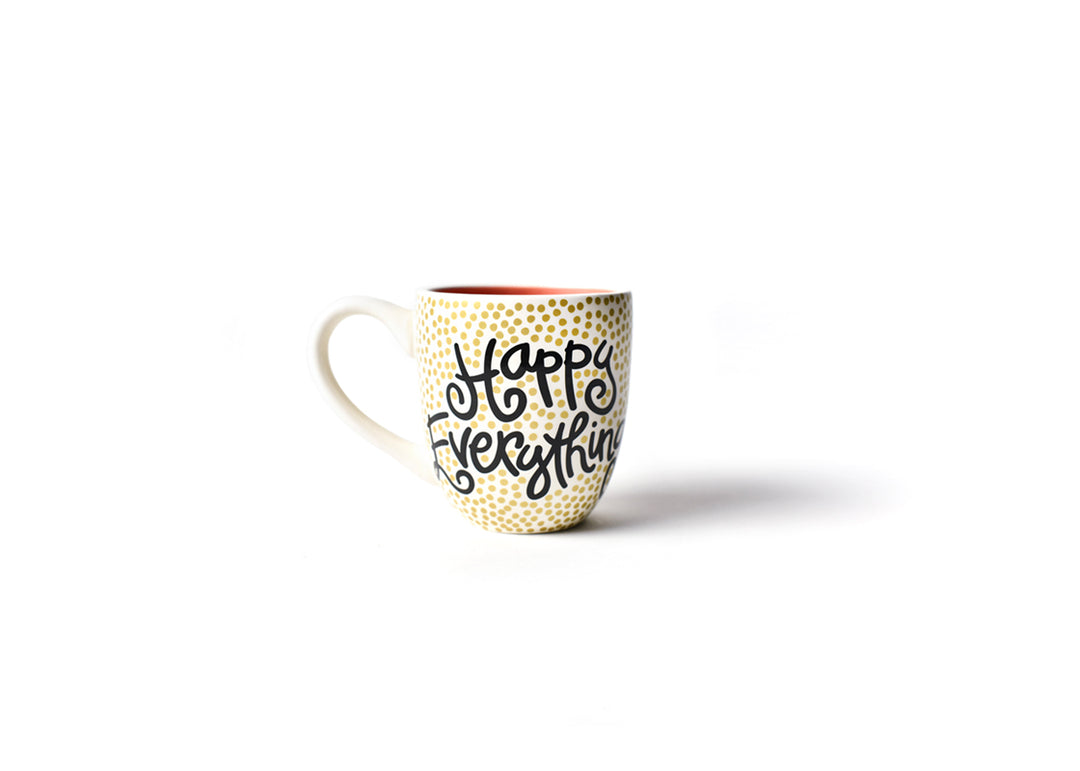 Gold Small Dot Mug Black Writing Happy Everything!