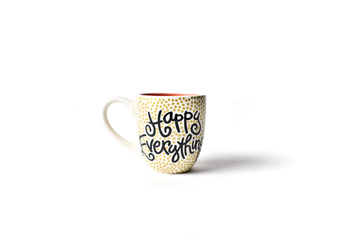 Gold Small Dot Mug Black Writing Happy Everything!