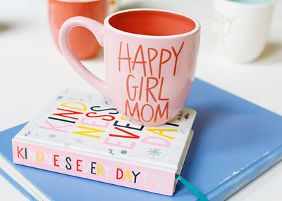 Pink Mug Happy Girl Mom Design