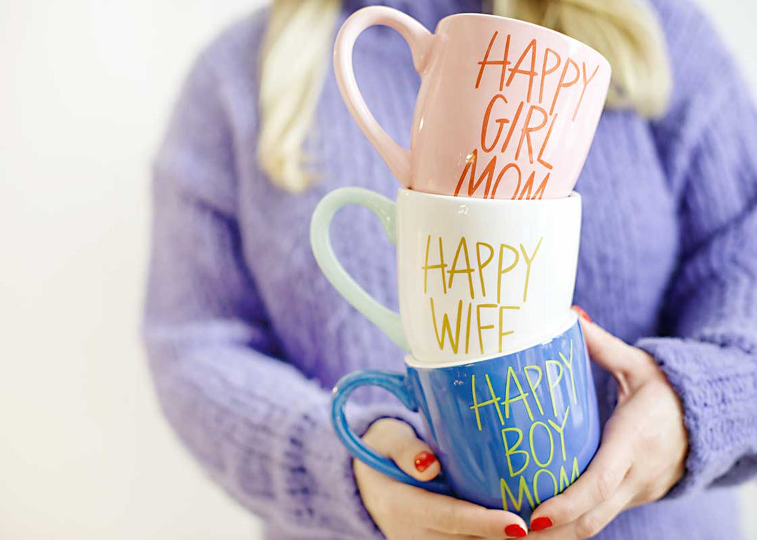 Happy Everything! Happy Mugs Designs Including Happy Girl Mom Pink Mug