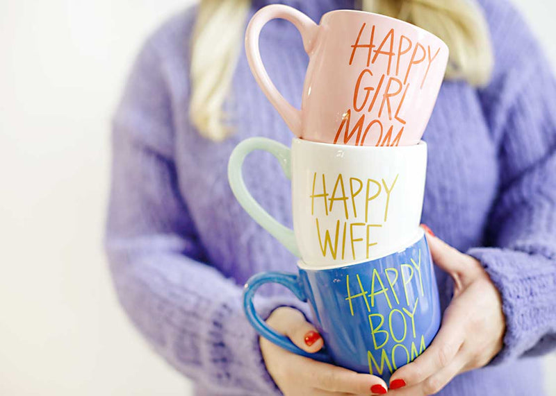 Happy Everything! Happy Mugs Designs Including Happy Girl Mom Pink Mug