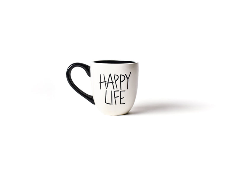 White Happy Life Mug with Large Handle