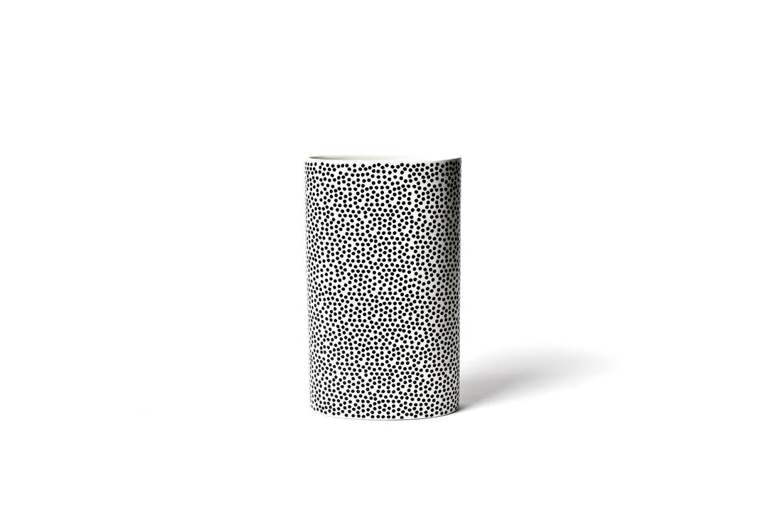 Back Side of Big Oval Vase Black Small Dot Design