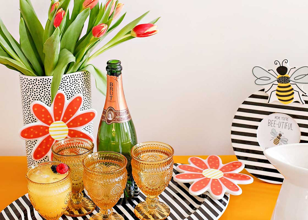 Spring Decor with Black Small Dot Oval Vase with Flower Big Attachment