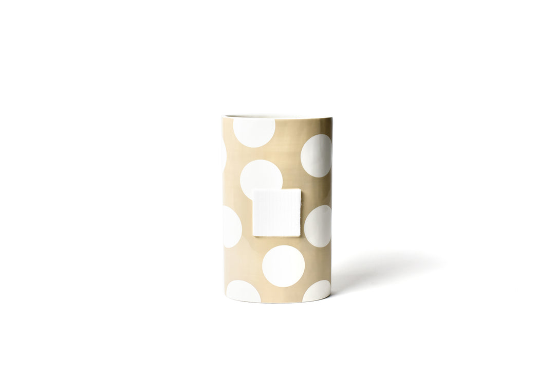 Neutral Dot Big Oval Vase with Hook-and-Loop Fastener for Interchangable Decorations