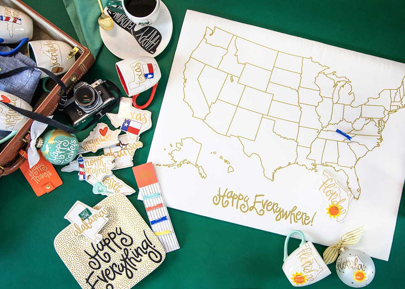 State Motif Decor with US Map by Happy Everywhere!