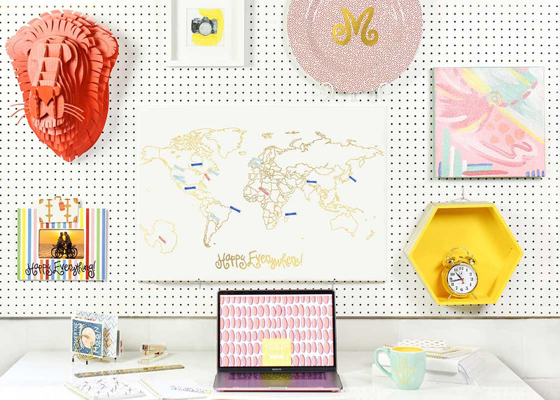 Gold World Maps Functional Home Decor