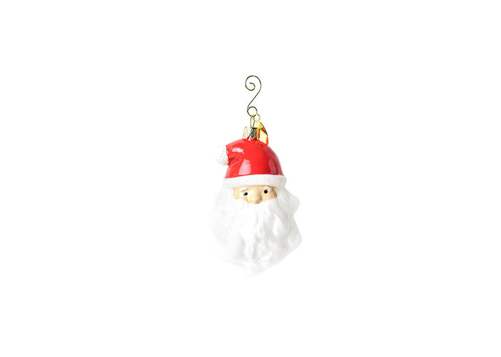Glass and Metal Ho Ho Santa Shaped Ornament, Fair Skin