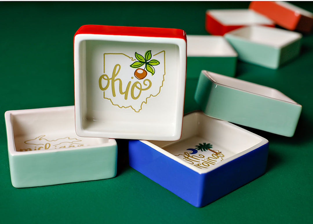 Ohio Motif Square Trinket Bowl