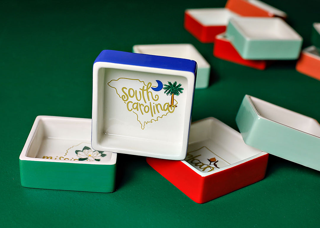 Square Trinket Bowl South Carolina Motif