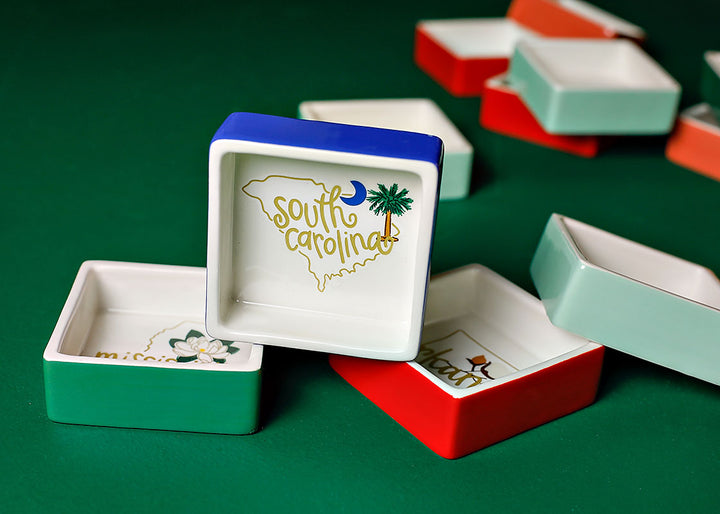 Square Trinket Bowl South Carolina Motif