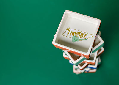 Stack of Square Trinket Bowls Topped by Tennessee
